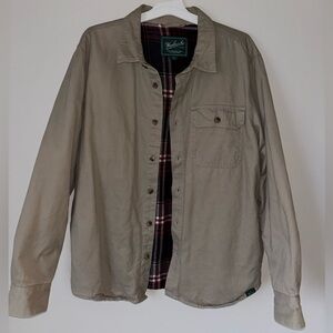 Woolrich Men's Beige Jacket with Plaid Lining | Large